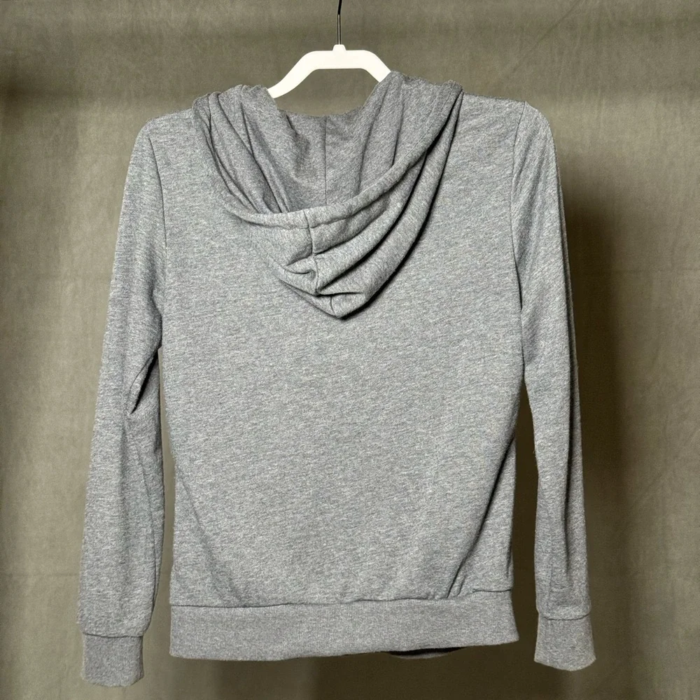 Adidas Gray Zip-Up Hoodie with Pink Accents - Picture 2 of 5